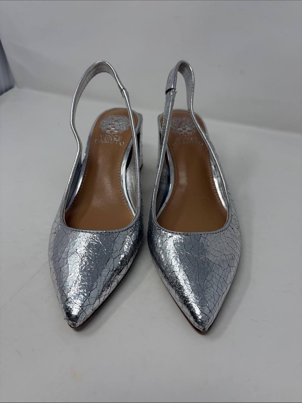 Vince Camuto Silver Slingback Pointed-Toe Heel Shoes Size 7.5